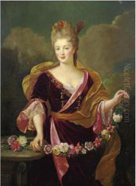 Portrait Of Adrienne Lecouvreur Oil Painting by Alexis-Simon Belle