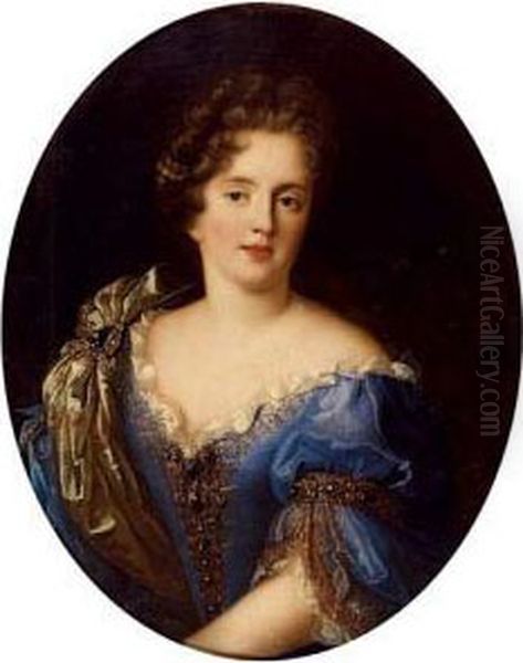 Portrait En Buste Presume D'isabelle Angelique De Montmorency,duchesse De Chatillon Oil Painting by Alexis-Simon Belle
