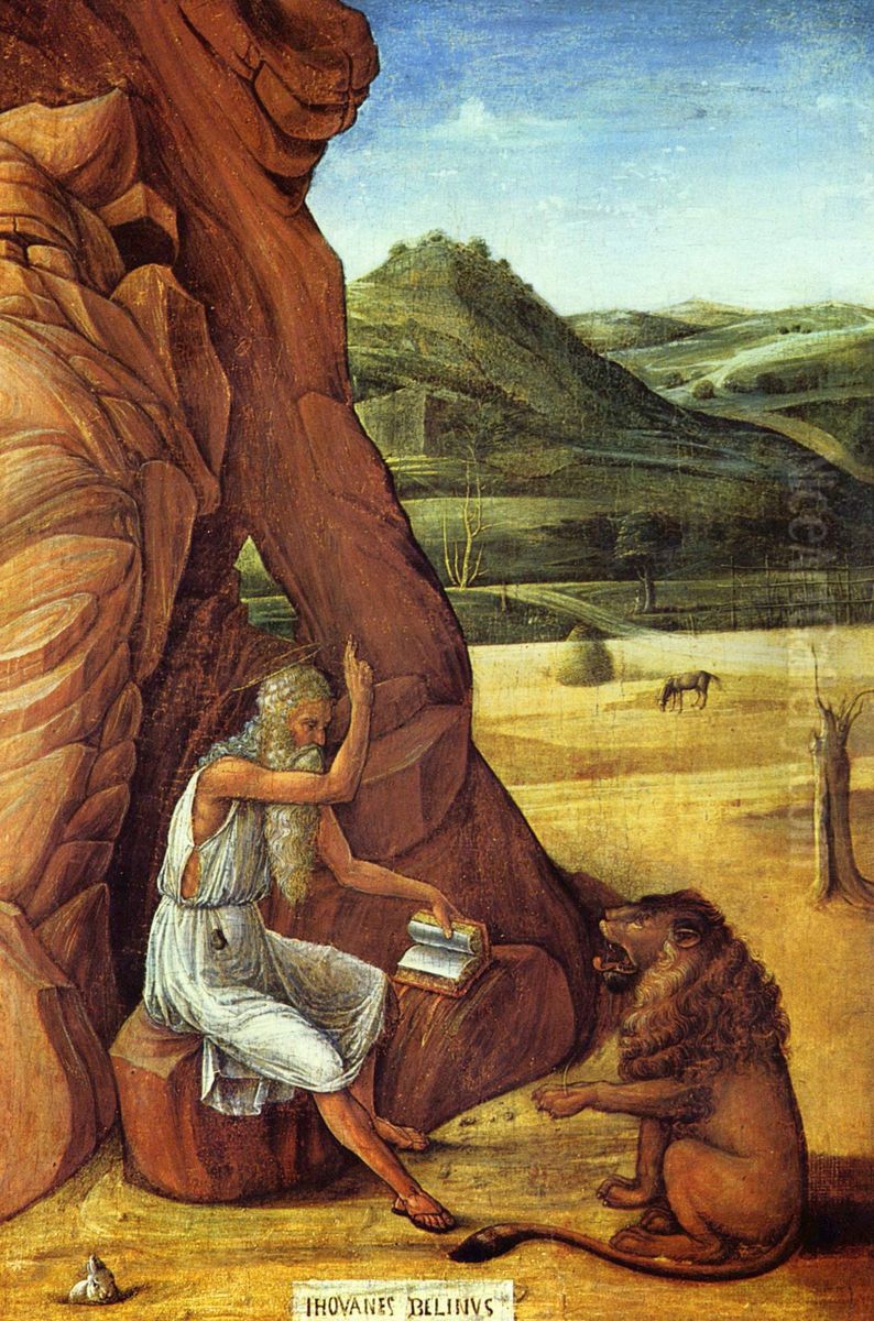 Saint Jerome In The Wilderness Oil Painting by Giovanni Bellini