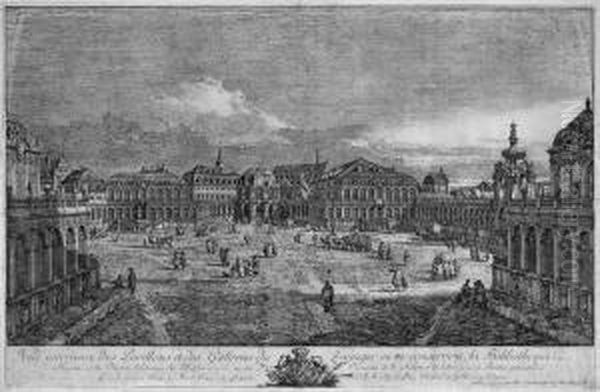 Vue Des Pavillons Et Des Galleries Du Zwinger Oil Painting by Bernardo Bellotto
