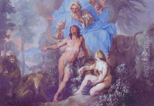 Adam et Eve au Paradis Terrestre Oil Painting by Nicolas Bertin