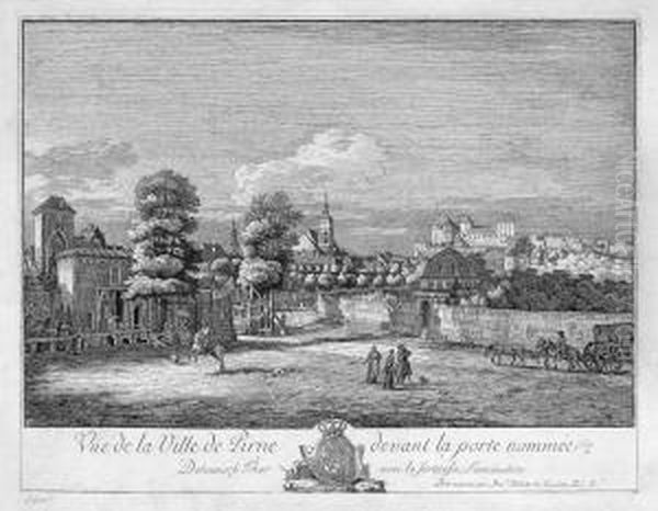 Vue De La Ville De Pirne Oil Painting by Bernardo Bellotto