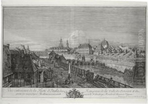 Vue Exterieure De La Porte 
D'italie Des Rempars De La Ville De Dresden Et De Partie De Dresden (de 
V. 16; K. 163) Oil Painting by Bernardo Bellotto