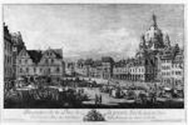 Perscpective De La Place De La 
Grande Garde, Aant D'un Ct Legewant-haus, D'un Autre Eglise Ntre Dame, 
Vers Les Ecuries De Sm Oil Painting by Bernardo Bellotto