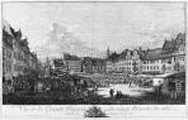 Vu De La Grande Place Du Vieux March, Du Cote De La Rue Du Chateauroyal Oil Painting by Bernardo Bellotto