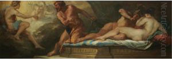 Mars And Venus Entrapped By Vulcan Oil Painting by Antonio Bellucci