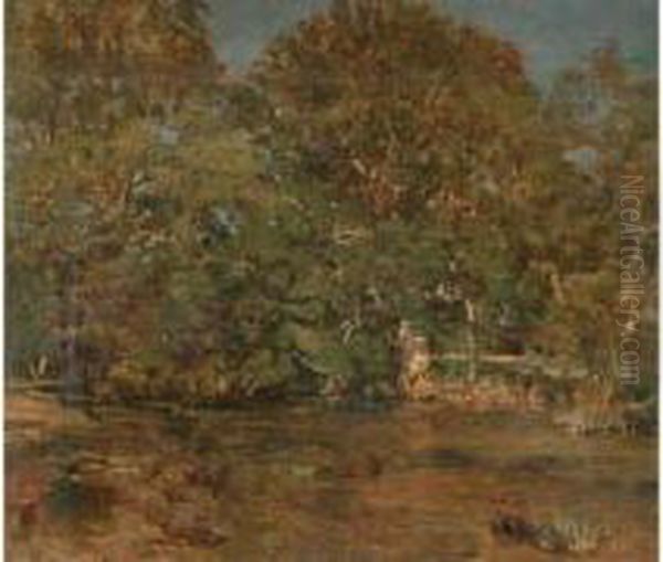 Le Gue De Montboulan Oil Painting by Leon-Auguste-Adolphe Belly