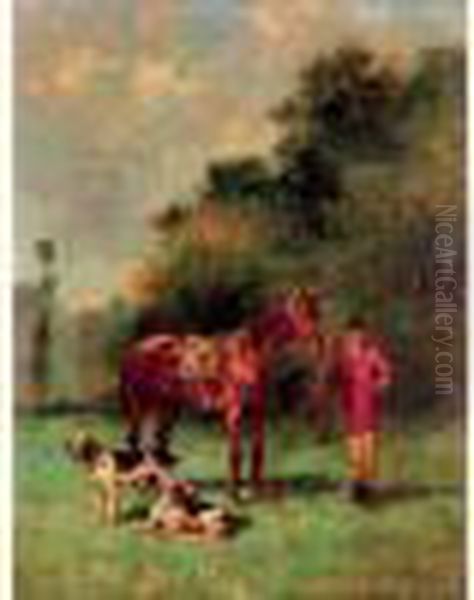  Scene De Chasse A Courre  Oil Painting by Louis Emile Benassit