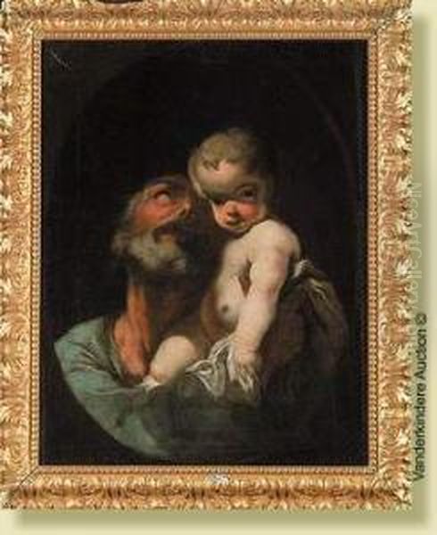 Joseph Portant L'enfant Jesus Oil Painting by Federico Bencovich