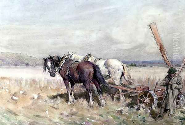Harvesting Oil Painting by Nathaniel Hughes John Baird