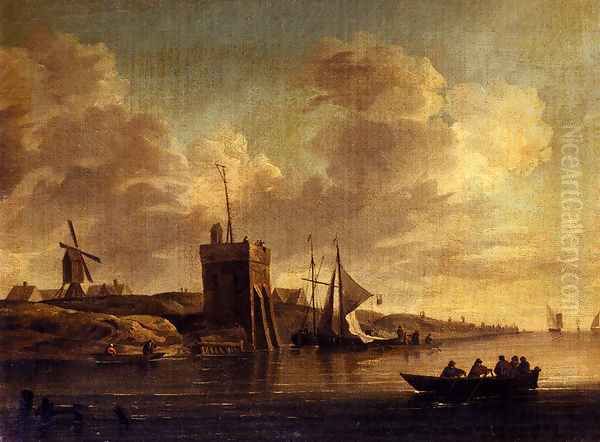 Two Views Of Blankenburg Castle Off The Coast Of Flanders (Pic 2) Oil Painting by Charles Brooking