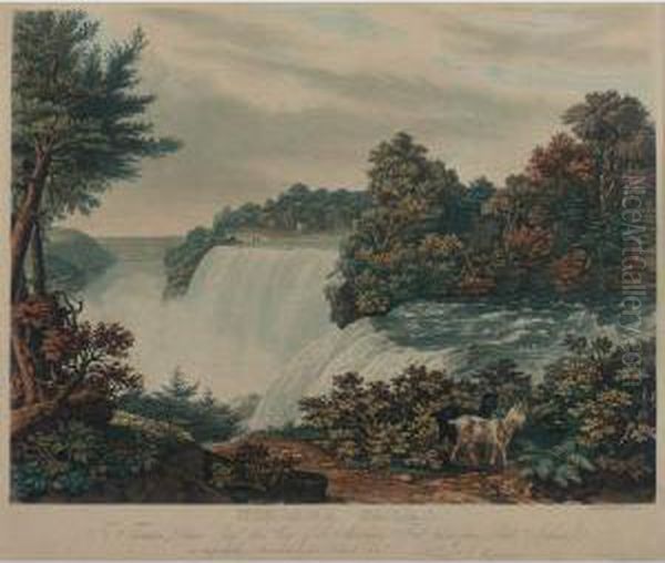 Niagara Falls... This View Of 
The American Fall, Taken From Goat Island; And ...this View Of The 
British Fall, Taken From Goat Island (deak 367-8; Lane 96-97) Oil Painting by William James Bennett