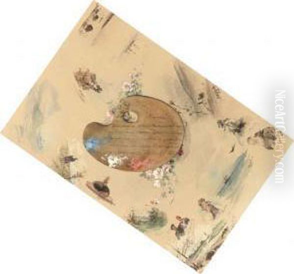 An Artist's Palette Oil Painting by Albert Nikolaevich Benois