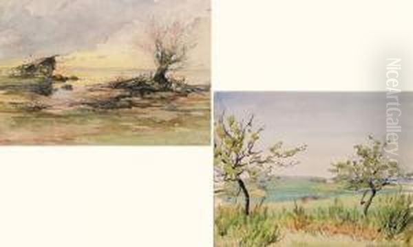 Two Landscapes Oil Painting by Albert Nikolaevich Benois