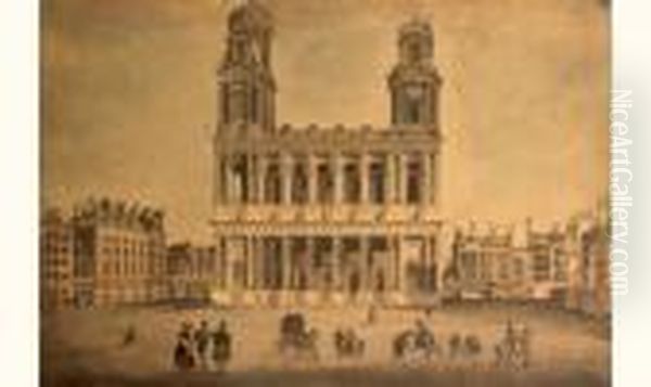 Vue De L'eglise De Saint Sulpice Vers 1865 Oil Painting by Philippe Benoist