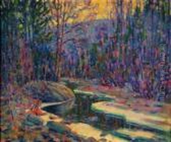 Winter View Of Woodstock, New York Oil Painting by John William Bentley