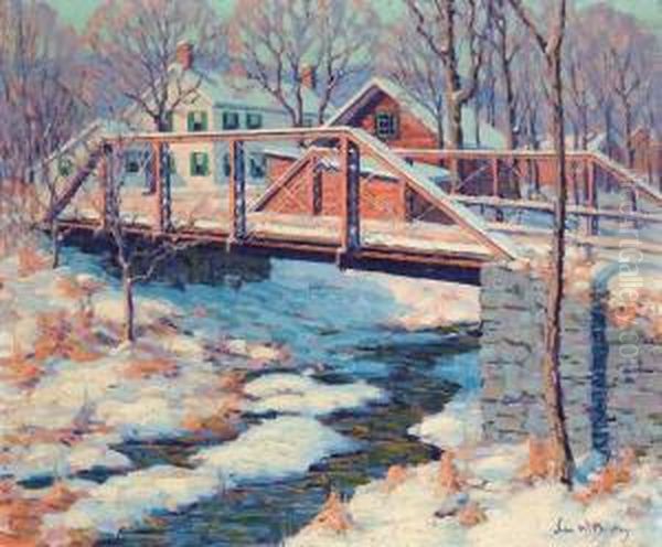 ''the Bearsville Bridge'' Oil Painting by John William Bentley