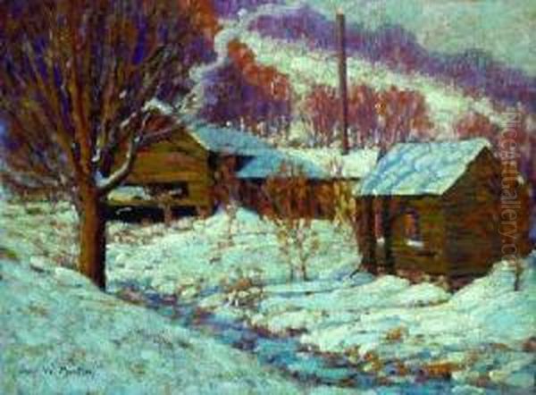 Saw Mill At Shady, New York Oil Painting by John William Bentley