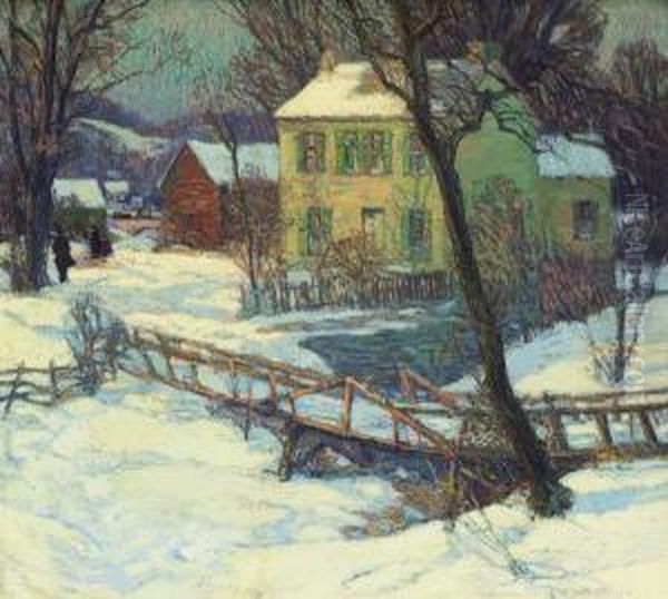 Farmstead In Winter Oil Painting by John William Bentley