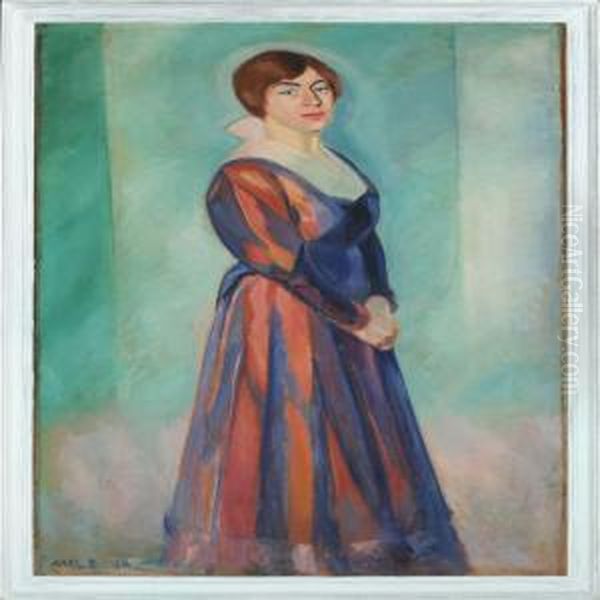 Interior With Dressedwoman Oil Painting by Axel Bentzen