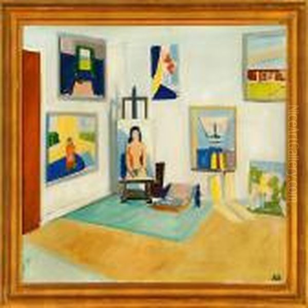 Interieur Oil Painting by Axel Bentzen