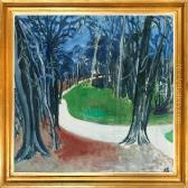 Forrest Oil Painting by Axel Bentzen