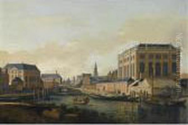 Amsterdam: A View Of The Portuguese And The Oil Painting by Gerrit Adriaensz Berckheyde