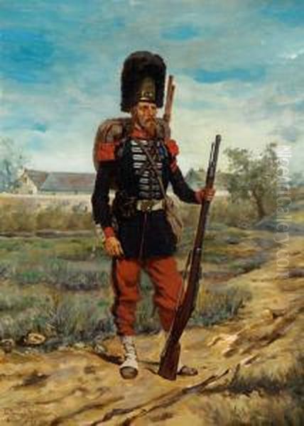 Prussian Guard Oil Painting by Etienne Prosper Berne-Bellecour