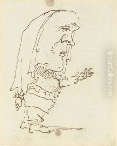 Caricature Of A Man Pointing With His Left Arm Oil Painting by Gian Lorenzo Bernini