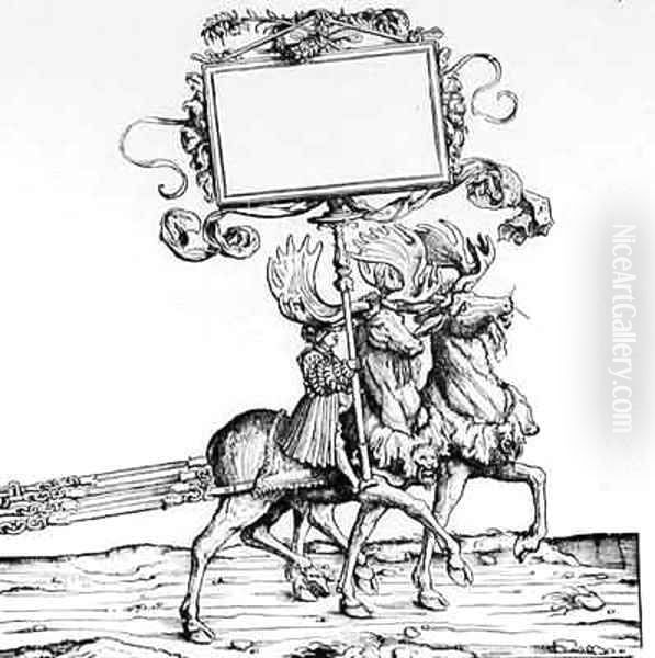 A Pair of Stags Leading a Carriage Oil Painting by Hans Burgkmair the elder