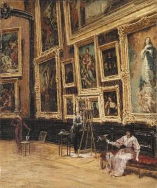 In The Louvre Oil Painting by Louis Beroud