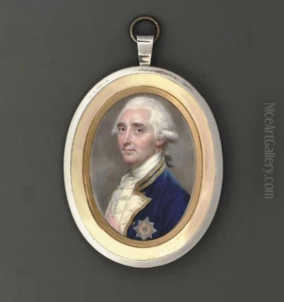 Admiral Sir John Lindsay 
(1737-1788), In Gold-bordered Naval Uniform With Gold Buttons, White 
Facings, White Waistcoat And Cravat, Wearing The Breast-star And Red 
Sash Of The Order Of Bath, Powdered Hair En Queue Oil Painting by Jean Simon Berthelemy