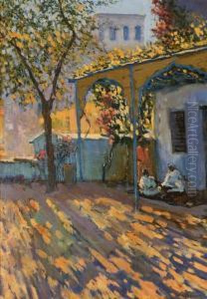 Patio Marocain Oil Painting by Mariano Bertuchi Nieto