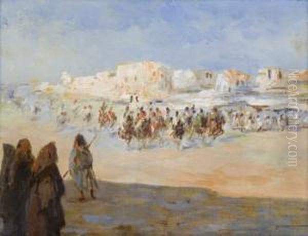 Carga Mora A Caballo Oil Painting by Mariano Bertuchi Nieto