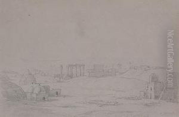 Vista De Paisaje Con Ruinas Romanas Oil Painting by Mariano Bertuchi Nieto