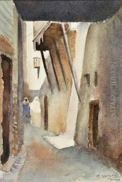 Calle De Tetuan Oil Painting by Mariano Bertuchi Nieto