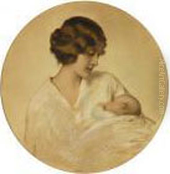 Maternita Oil Painting by Mario Giuseppe Bettinelli