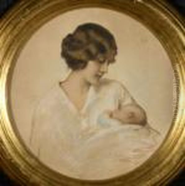 Maternita Oil Painting by Mario Giuseppe Bettinelli