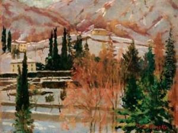 Inverno A Bellagio Oil Painting by Mario Giuseppe Bettinelli