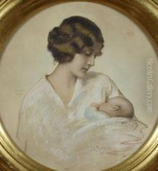 Maternita Oil Painting by Mario Giuseppe Bettinelli