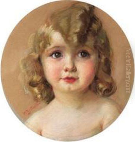 Testa Di Bimba Oil Painting by Mario Giuseppe Bettinelli