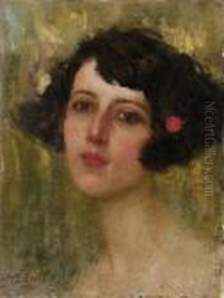 Volto Femminile - 1926 Oil Painting by Mario Giuseppe Bettinelli