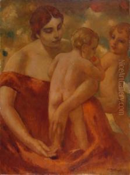 Maternita Oil Painting by Mario Giuseppe Bettinelli