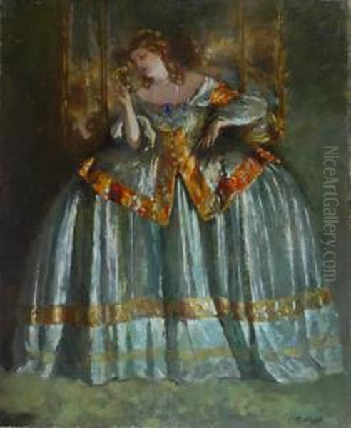 Ritratto Di Donna In Abiti Settecenteschi Oil Painting by Mario Giuseppe Bettinelli