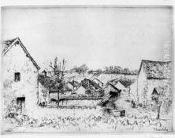 Sentier A Fontaine-riante ; La Passerelle Des Lavoirs ; Le Chevet
 De L'eglise De Lizines. 1926-1927. Oil Painting by Jacques Beurdeley