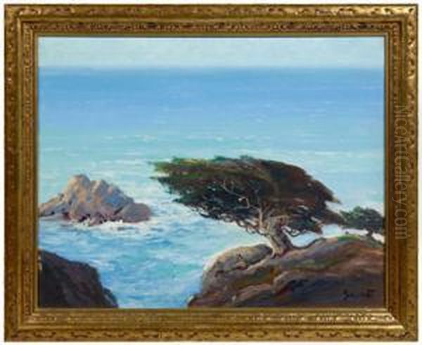 Twisted Tree On The California Coast Oil Painting by George Sanders Bickerstaff