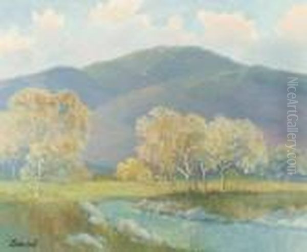 Western Mountain Landscape Oil Painting by George Sanders Bickerstaff