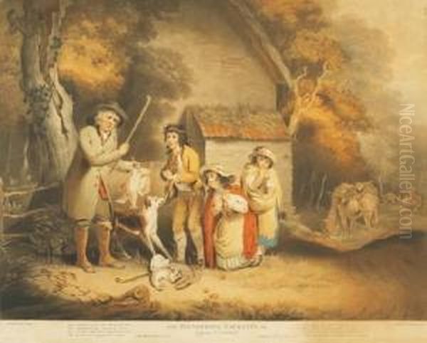 The Plundering Vagrants, Or 
Gipsies Detected; The Peasant's Integrity, Or Lost Lamb Restored Oil Painting by William Redmore Bigg