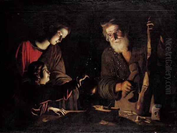 The Virgin And Child With Saint Joseph At The Work Bench Oil Painting by Trophime Bigot