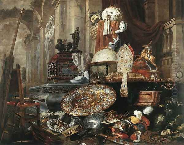 Large Vanitas Still-Life Oil Painting by Peeter Boel